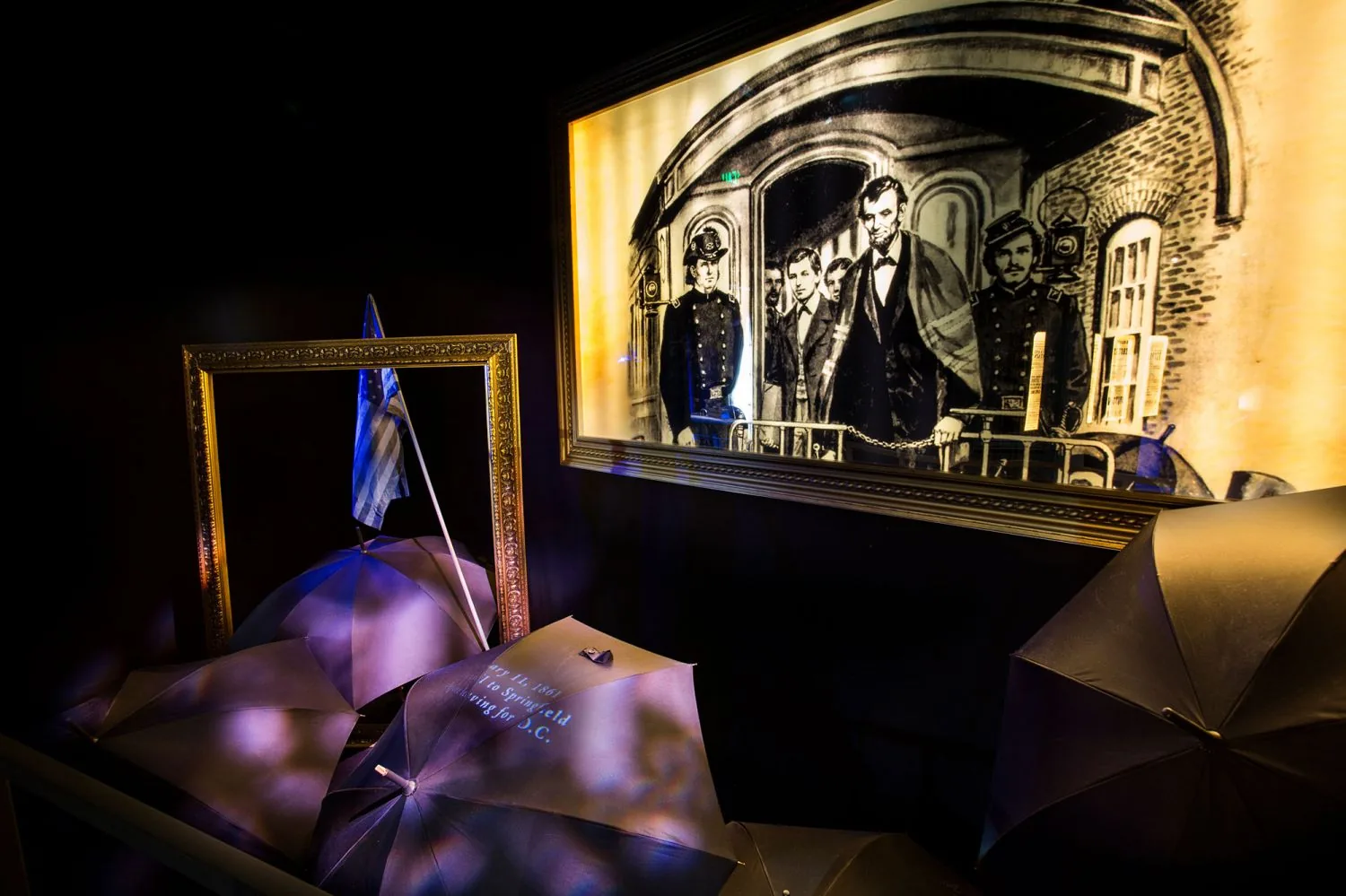 A recreation of the presidential box at Ford&rsquo;s Theatre, draped in bunting, from the museum&rsquo;s Immersion Tour.