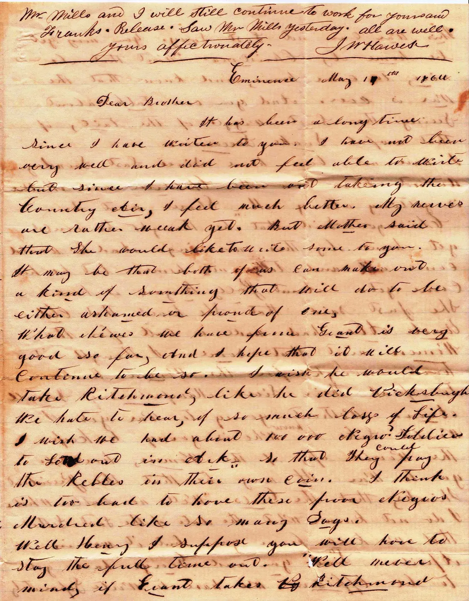 A handwritten nineteenth-century letter.